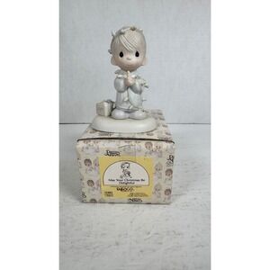 Precious Moments May Your Christmas Be Delightful Figurine 15482 Enesco 1985 Box